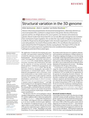 Structural Variation in the 3D Genome