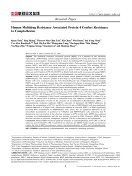 Research Paper Human Multidrug Resistance Associated Protein 4