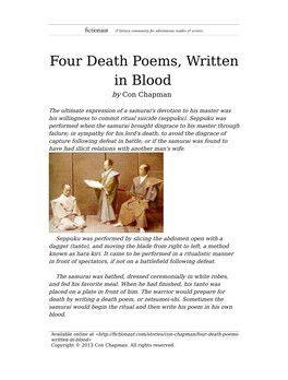 Four Death Poems, Written in Blood by Con Chapman