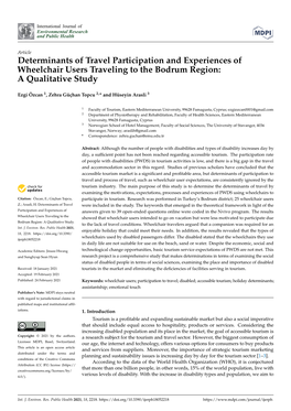 Determinants of Travel Participation and Experiences of Wheelchair Users Traveling to the Bodrum Region: a Qualitative Study