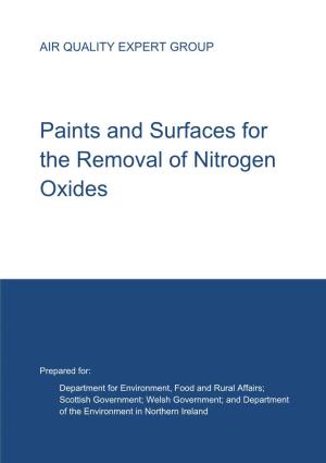 Paints and Surfaces for the Removal of Nitrogen Oxides