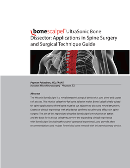 Applications in Spine Surgery and Surgical Technique Guide