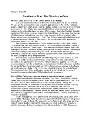 Presidential Brief: the Situation in Cuba