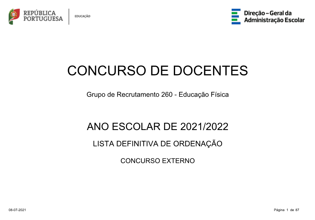 Grupo De Recrutamento 260 - Educação Física