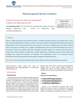 Pharmacognostic Review on Datura