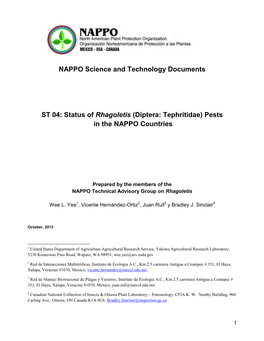 Diptera: Tephritidae) Pests in the NAPPO Countries