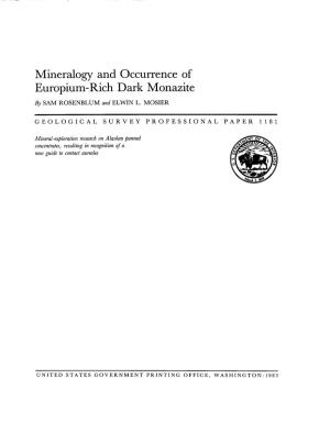 Mineralogy and Occurrence of Europium-Rich Dark Monazite by SAM ROSENBLUM and ELWIN L