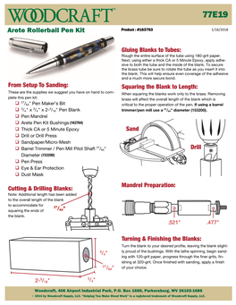 77E19 Arete Rollerball Pen Kit Instructions