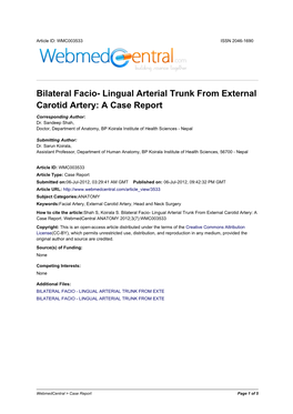 Lingual Arterial Trunk from External Carotid Artery: a Case Report