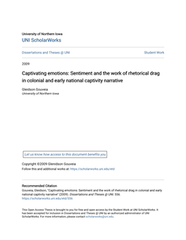 Captivating Emotions: Sentiment and the Work of Rhetorical Drag in Colonial and Early National Captivity Narrative