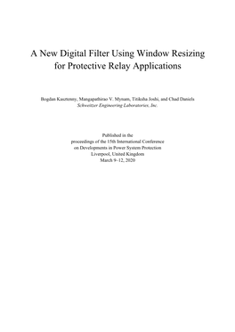 A New Digital Filter Using Window Resizing for Protective Relay Applications