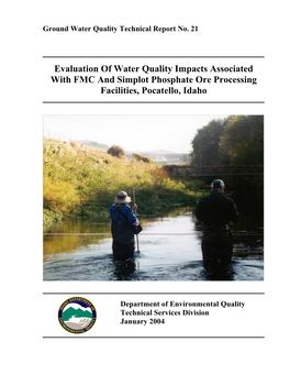 Evaluation of Water Quality Impacts Associated with FMC and Simplot Phosphate Ore Processing Facilities, Pocatello, Idaho