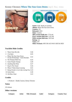 Kenny Chesney When the Sun Goes Down Mp3, Flac, Wma