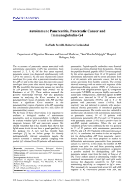 Autoimmune Pancreatitis, Pancreatic Cancer and Immunoglobulin-G4