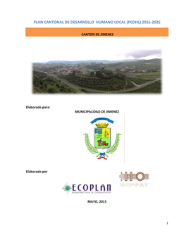 Plan Cantonal De Desarrollo Humano Local (Pcdhl) 2015-2025