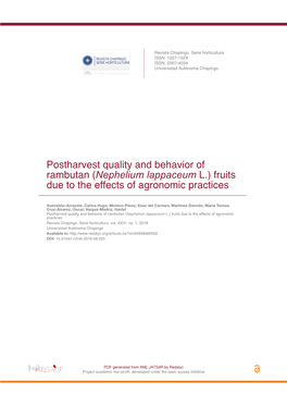 Postharvest Quality and Behavior of Rambutan (Nephelium Lappaceum L.) Fruits Due to the Effects of Agronomic Practices