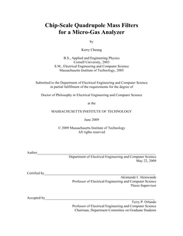 Chip-Scale Quadrupole Mass Filters for a Micro-Gas Analyzer