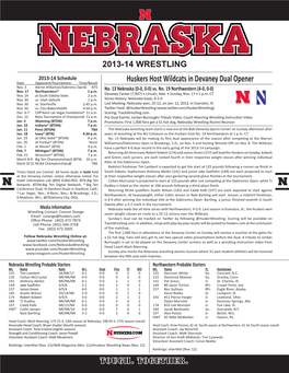 Nebraska Wrestling 2013-14 Match-By-Match Results -Wrestlers Listed Alphabetically Within Weight Class, Not by Depth
