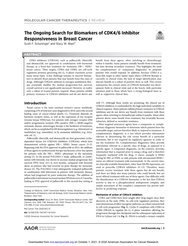 The Ongoing Search for Biomarkers of CDK4/6 Inhibitor Responsiveness in Breast Cancer Scott F