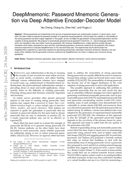 Deepmnemonic: Password Mnemonic Genera- Tion Via Deep Attentive Encoder-Decoder Model