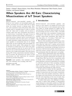 When Speakers Are All Ears: Characterizing Misactivations of Iot Smart Speakers