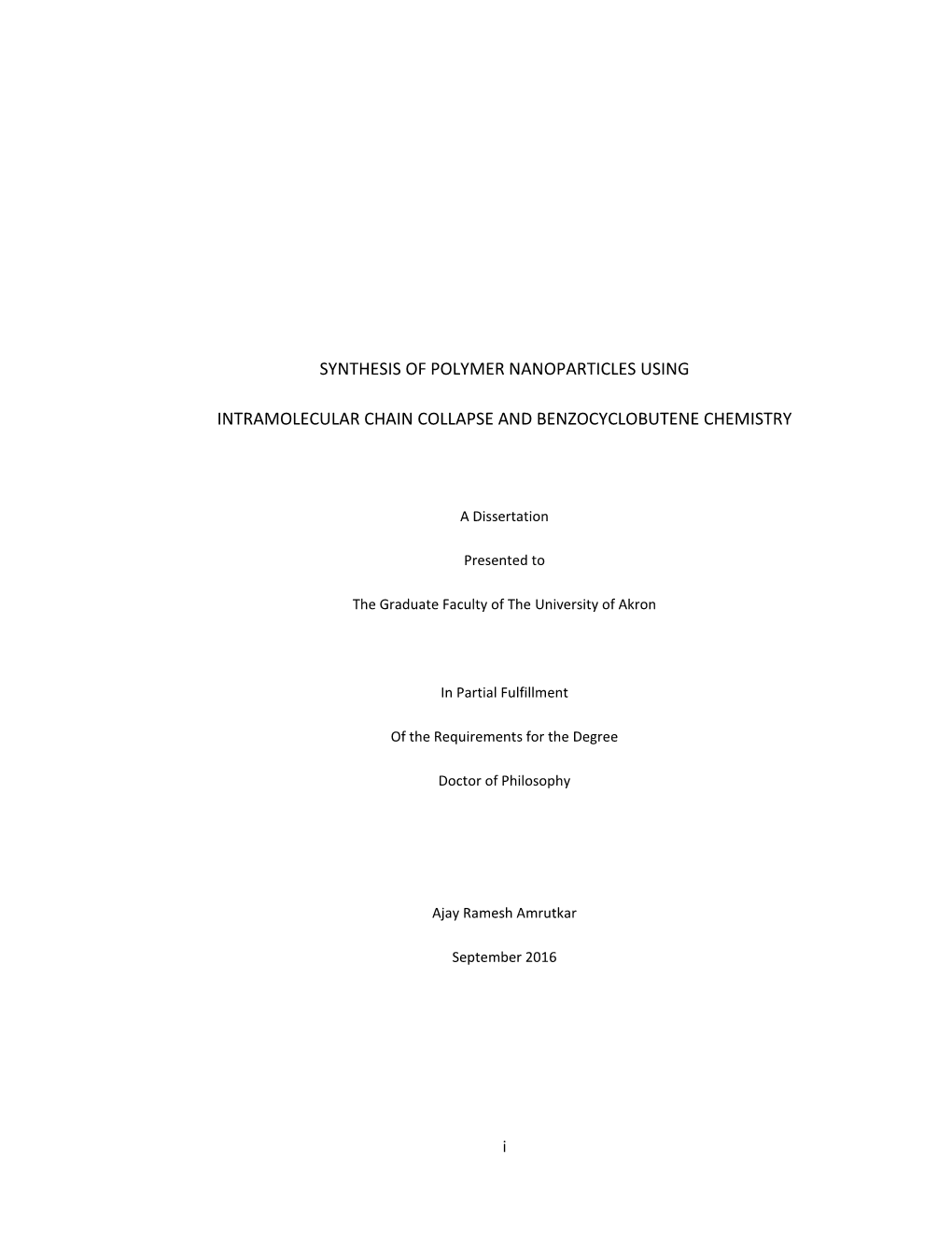 Synthesis of Polymer Nanoparticles Using