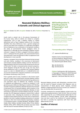 Neonatal Diabetes Mellitus: a Genetic and Clinical Approach