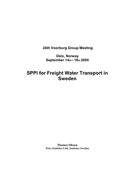SPPI for Freight Water Transport in Sweden