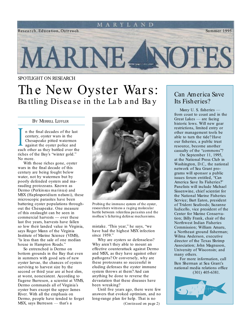 The New Oyster Wars: Can America Save Battling Disease in the Lab and Bay Its Fisheries? Many U