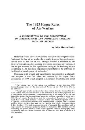 The 1923 Hague Rules of Air Warfare
