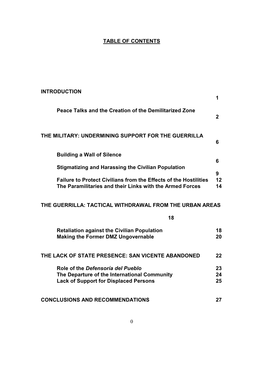 0 TABLE of CONTENTS INTRODUCTION 1 Peace Talks