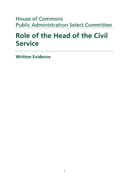 Role of the Head of the Civil Service