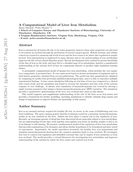 A Computational Model of Liver Iron Metabolism