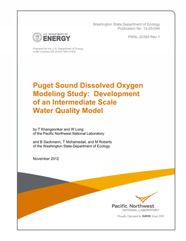 Puget Sound Dissolved Oxygen Modeling Study: Development of an Intermediate Scale Water Quality Model