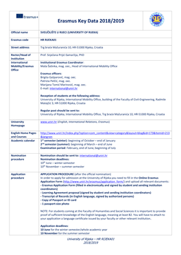 Erasmus Key Data 2018/2019