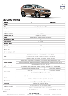 SPECIFICATIONS - Volvo XC60
