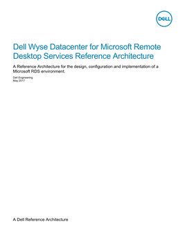 Dell Wyse Datacenter for Microsoft Remote Desktop Services Reference Architecture