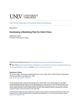 Developing a Marketing Plan for Hertz China