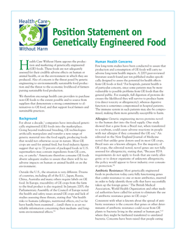 Position Statement on Genetically Engineered Food