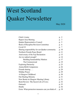 West Scotland Quaker Newsletter May 2020