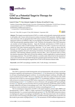 CD47 As a Potential Target to Therapy for Infectious Diseases