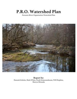 P.R.O. Watershed Plan Patuxent River Organization Watershed Plan