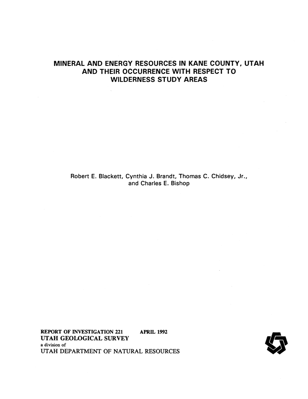 Mineral and Energy Resources in Kane County Utah and Their