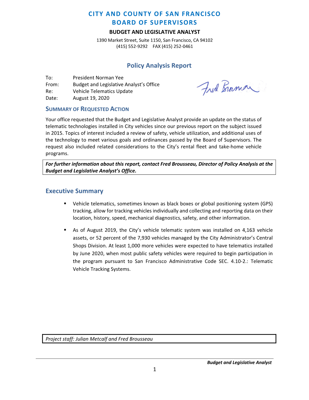 Vehicle Telematics Update