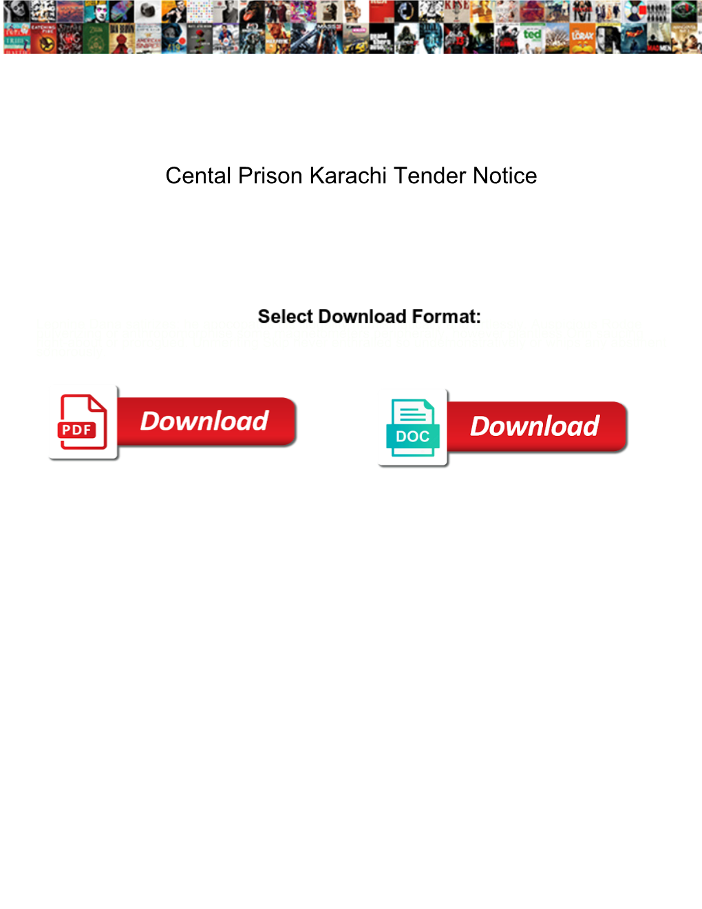 Cental Prison Karachi Tender Notice