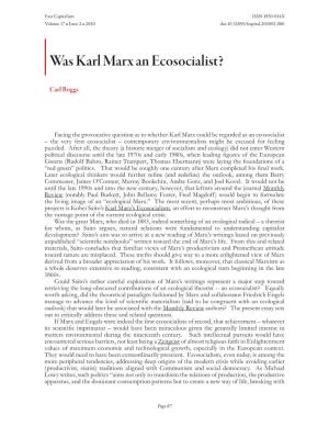 Was Karl Marx an Ecosocialist?