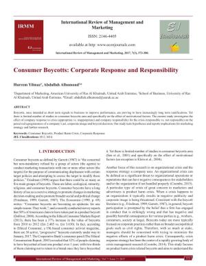 Consumer Boycotts: Corporate Response and Responsibility
