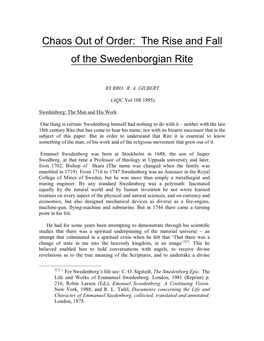 Chaos out of Order: the Rise and Fall of the Swedenborgian Rite