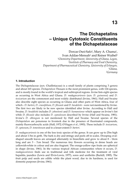 Unique Cytotoxic Constituents of the Dichapetalaceae