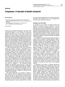 Caspases: a Decade of Death Research